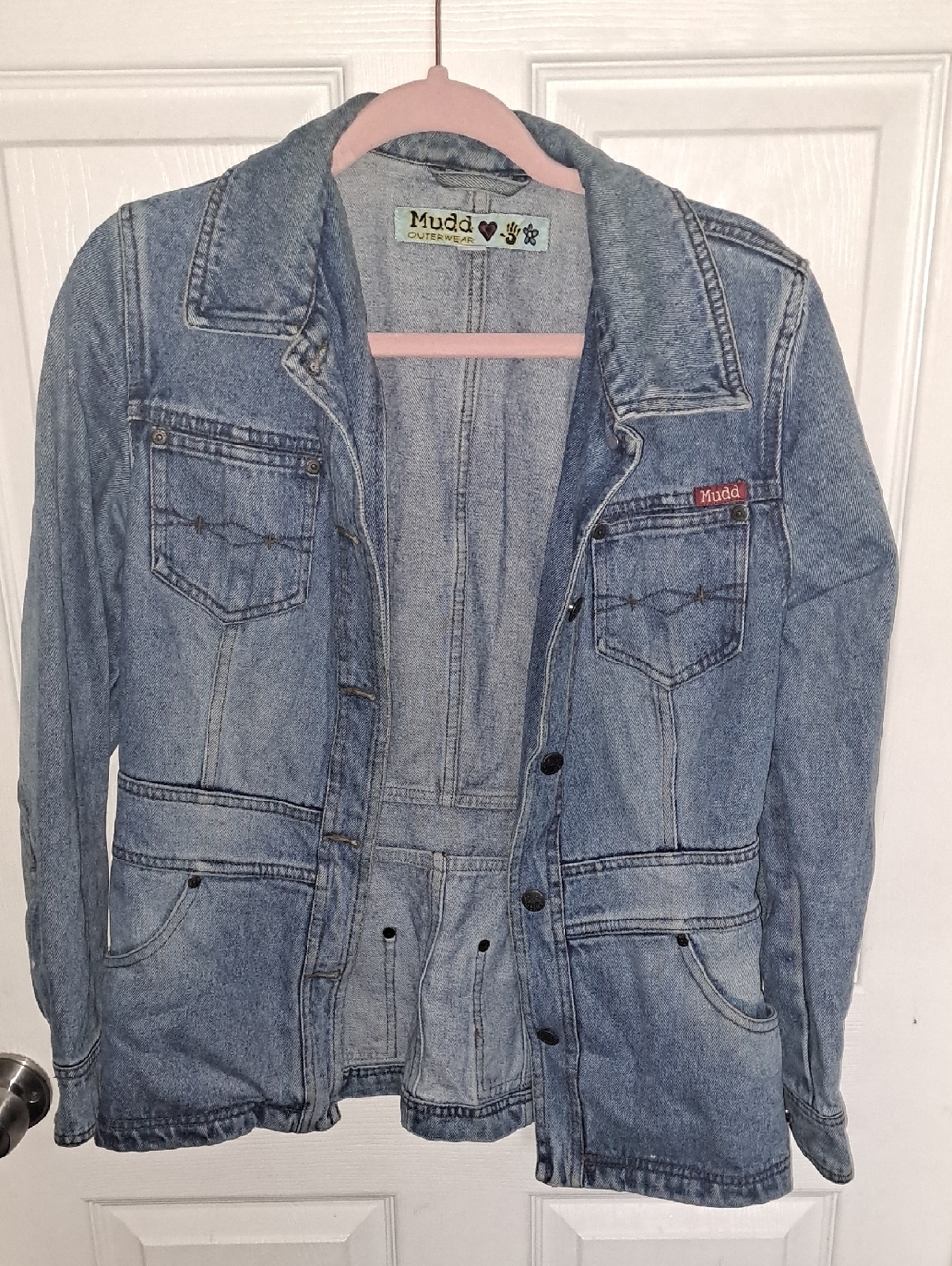 Mudd Women's Medium Blue Denim Jacket with Chest Pockets